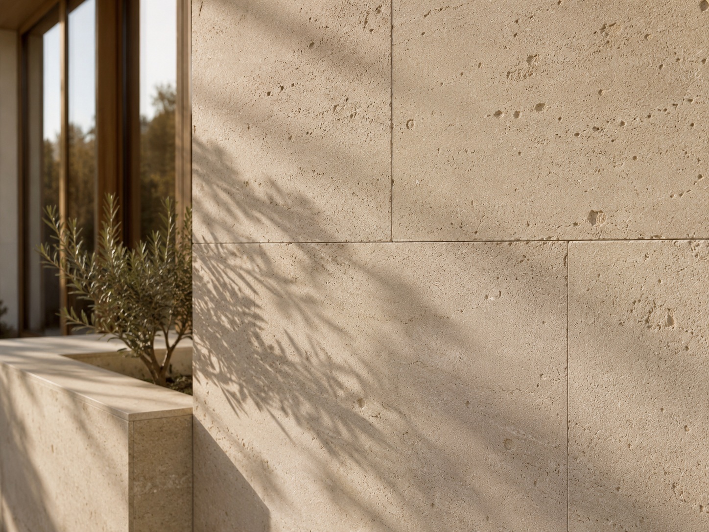 Natural stone exterior surface