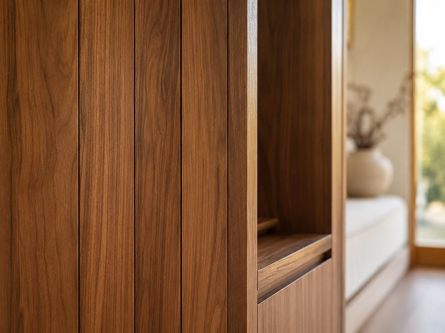 Warm wood texture and interior joinery
